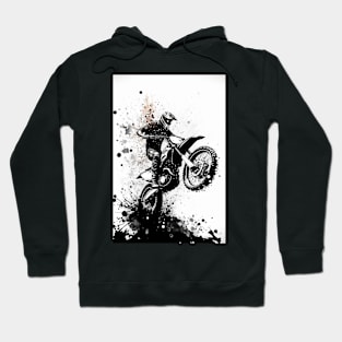 Dirt bike wheelie black splash with white background Hoodie